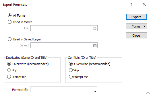 Importing and Exporting Form Sets – Micromine Origin and Beyond