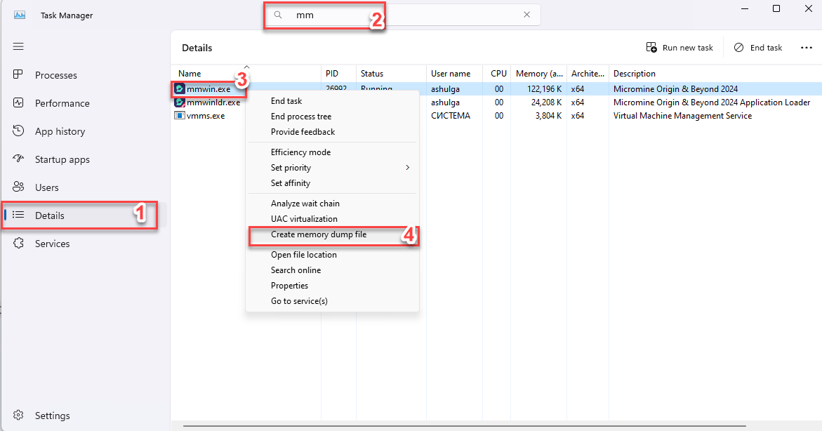 How to create a memory dump file – Micromine Origin and Beyond